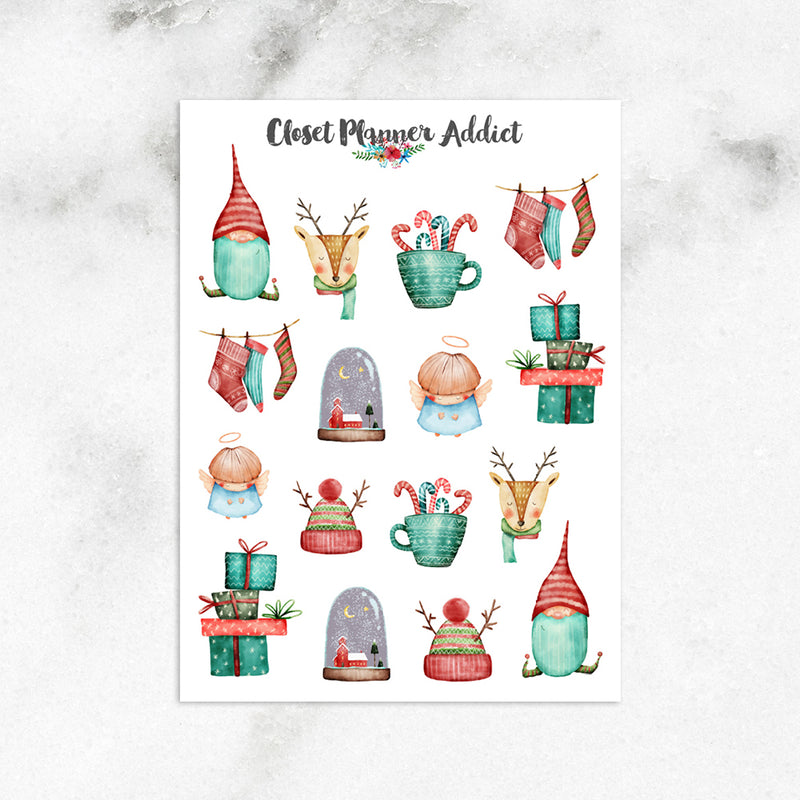 Watercolour Christmas Planner Stickers (S-352)