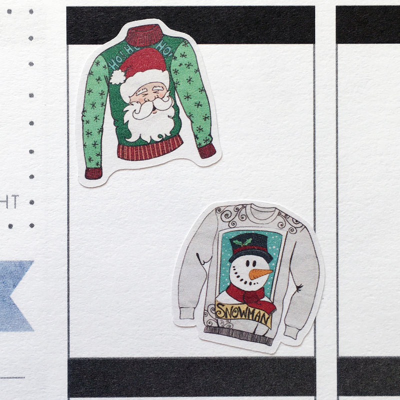 Ugly Christmas Sweaters Planner Stickers (S-356)