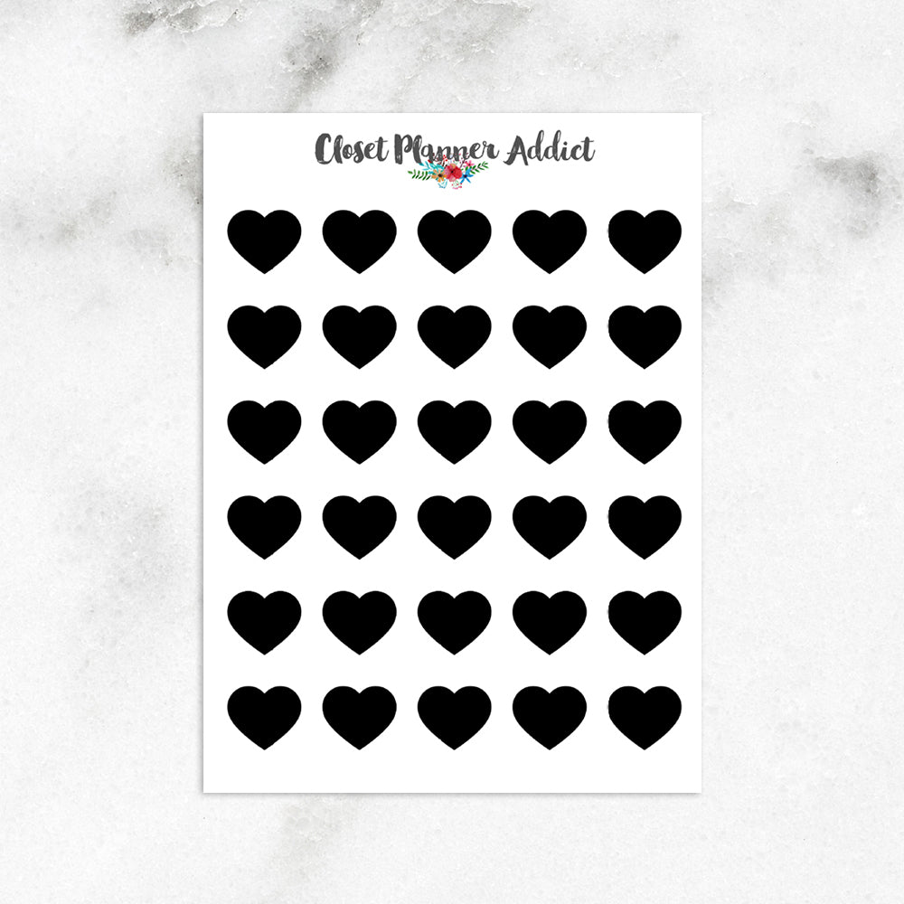 Black Hearts Planner Stickers (S-360)