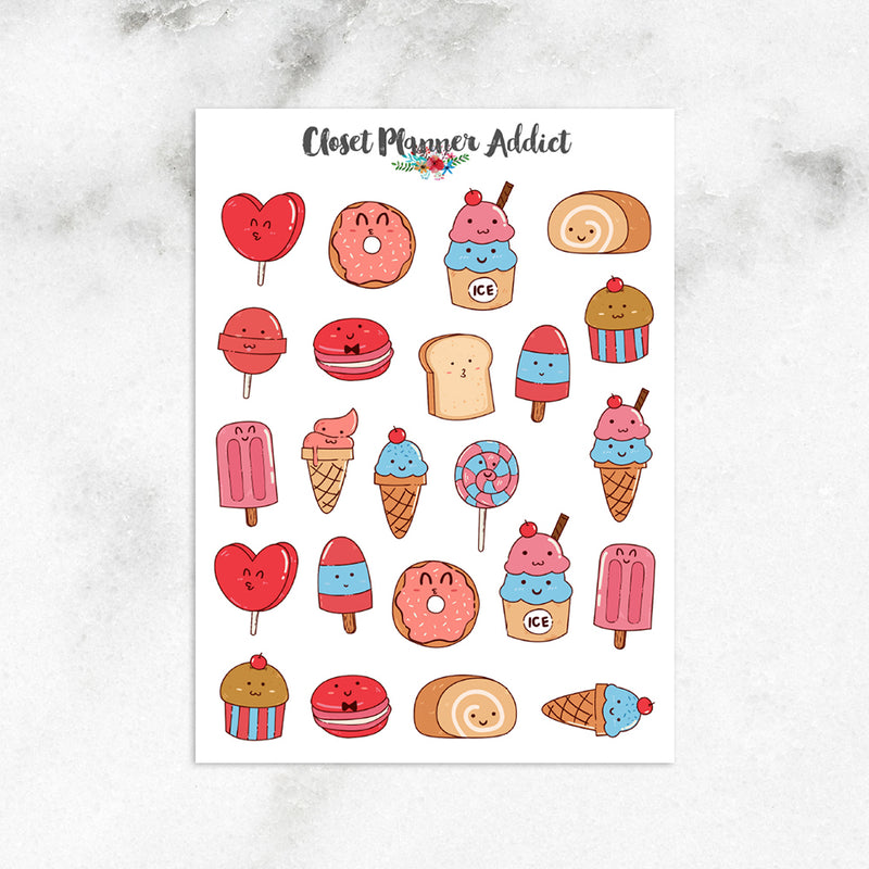 Kawaii Ice Cream and Cake Planner Stickers (S-363)