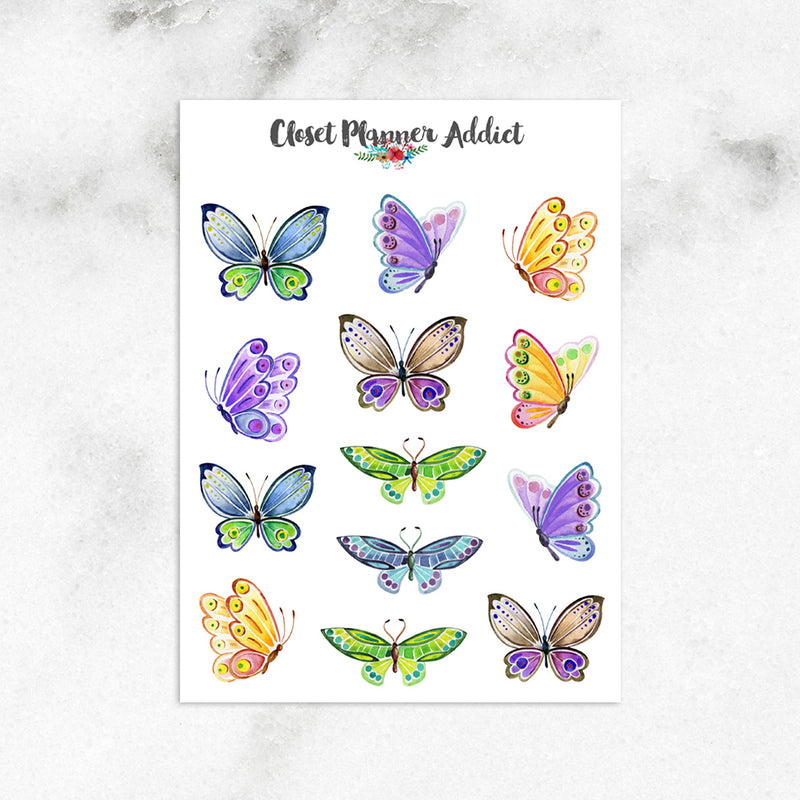 Watercolour Butterflies Planner Stickers (S-365)