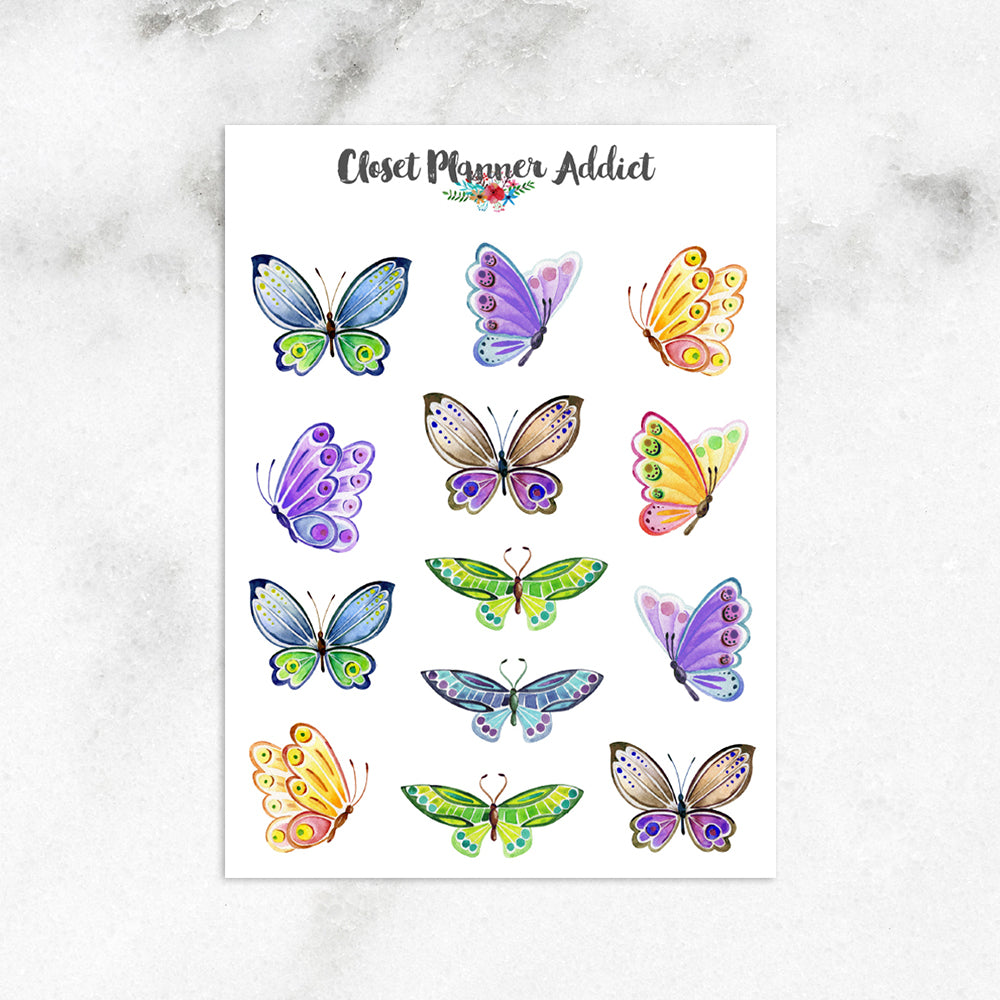 Watercolour Butterflies Planner Stickers (S-365)