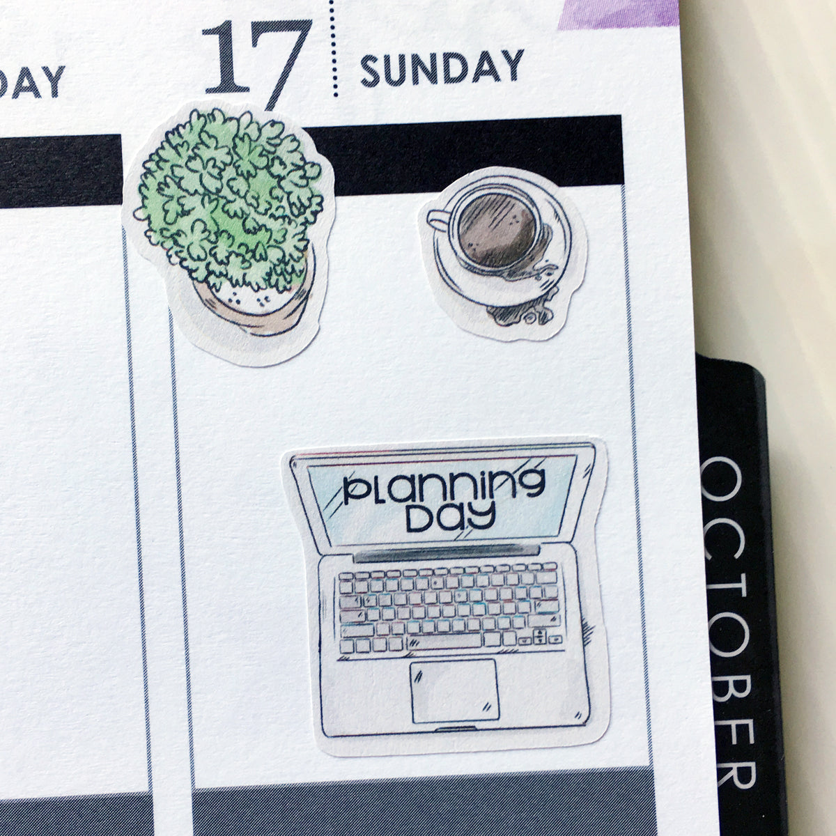Laptop with Planning or Blogging Days Planner Stickers (S-370)