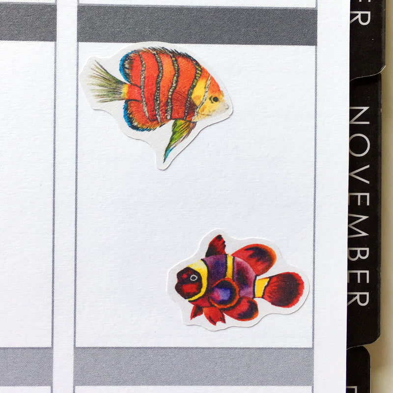 Watercolour Tropical Fishes Planner Stickers (S-371)