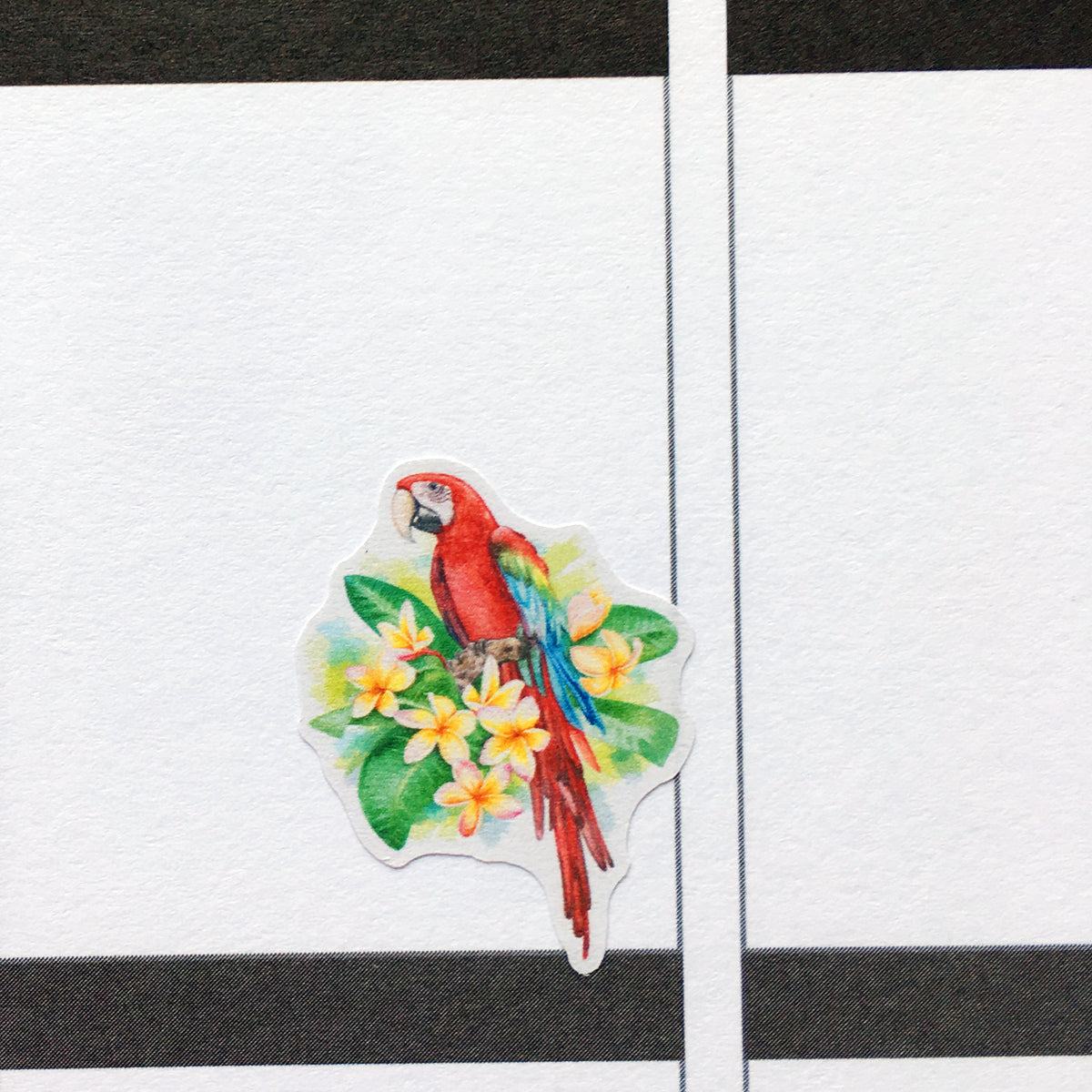 Red Macaw and Plumeria Planner Stickers (S-374)