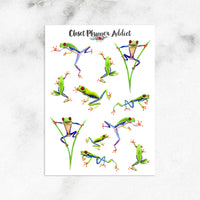 Exotic Red Eyed Frogs Planner Stickers (S-377)