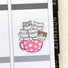 Cute Cat in Teacups Planner Stickers (S-379)