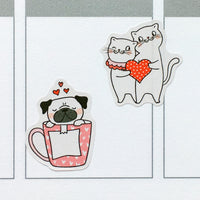 Valentine's Day Dogs and Cats Planner Stickers (S-380)