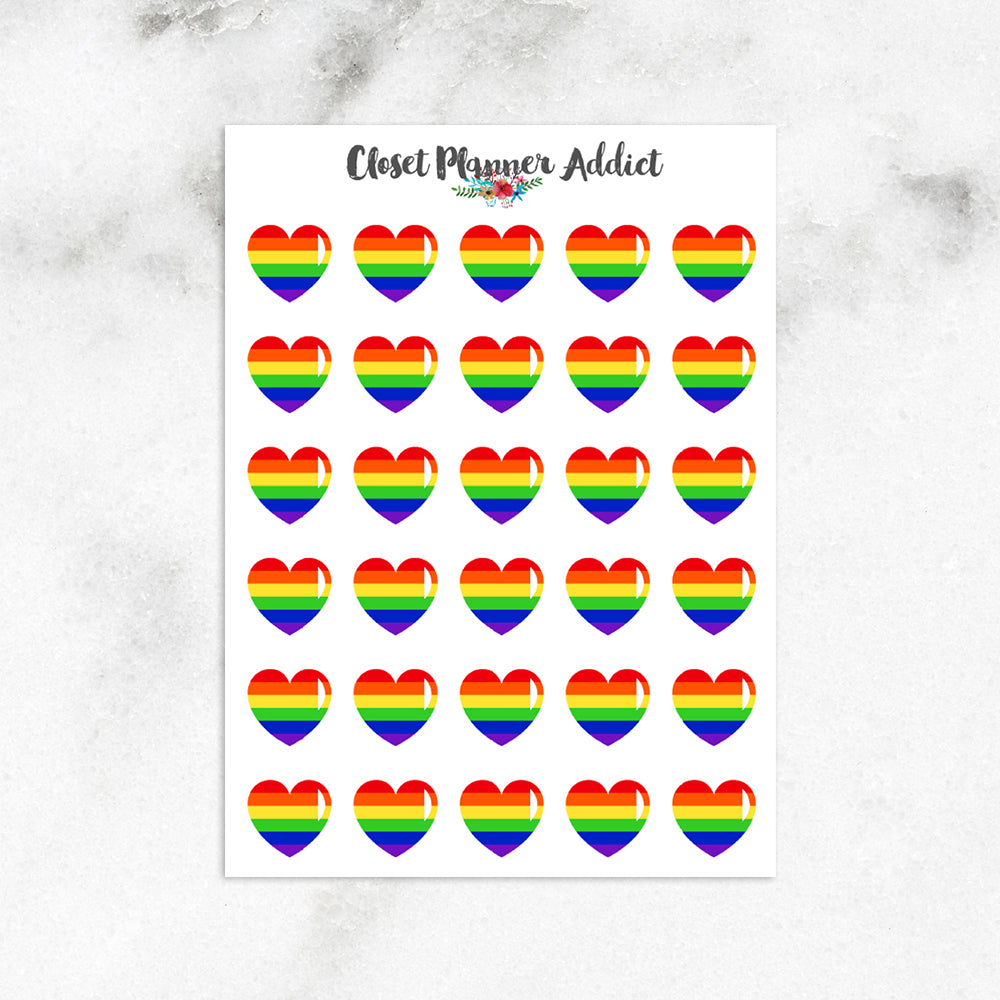 Love is Love Rainbow Hearts Planner Stickers (S-382)
