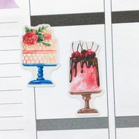 Watercolour Cakes Planner Stickers (S-383)