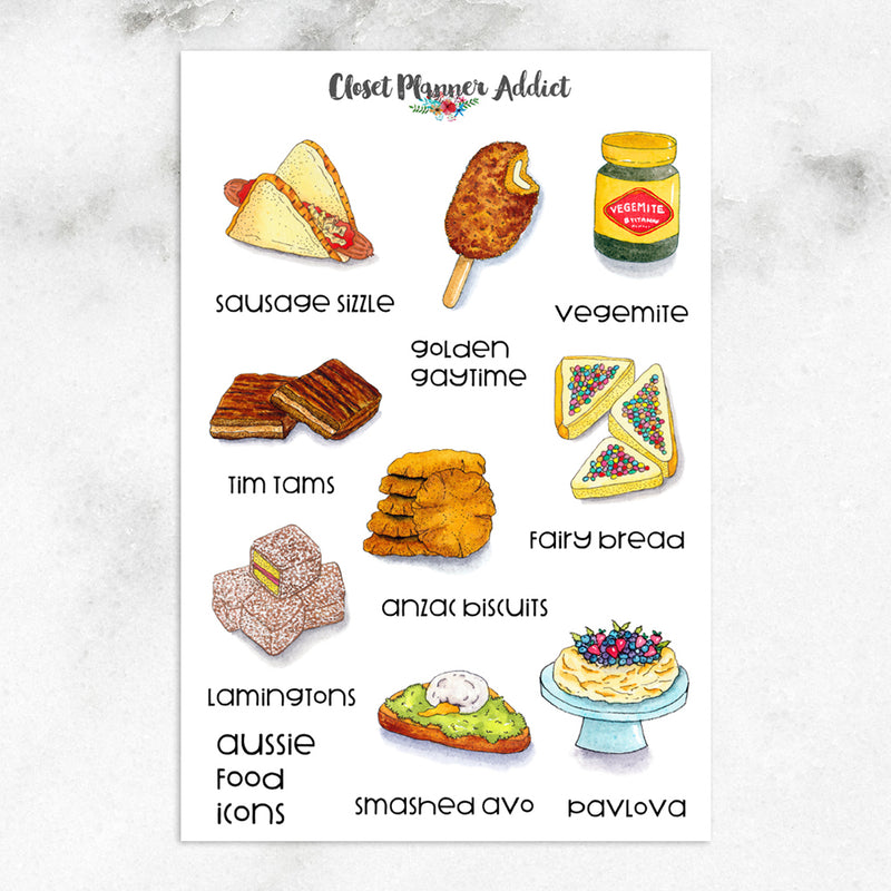 Australian Food Icons Planner Stickers (S-384)
