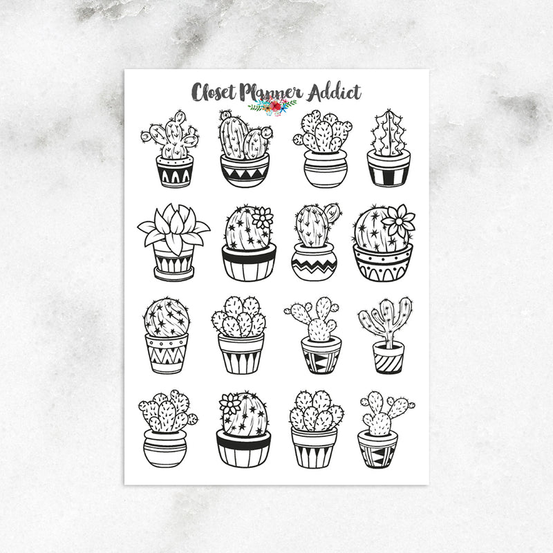 Cute Cactus Planner Stickers (S-389)