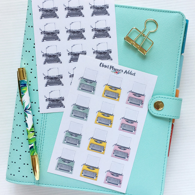 Vintage Typewriter Planner Stickers (S-390)