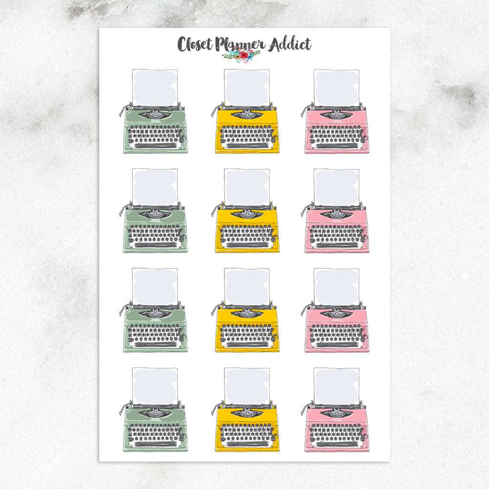 Vintage Colourful Typewriter Planner Stickers (S-391)