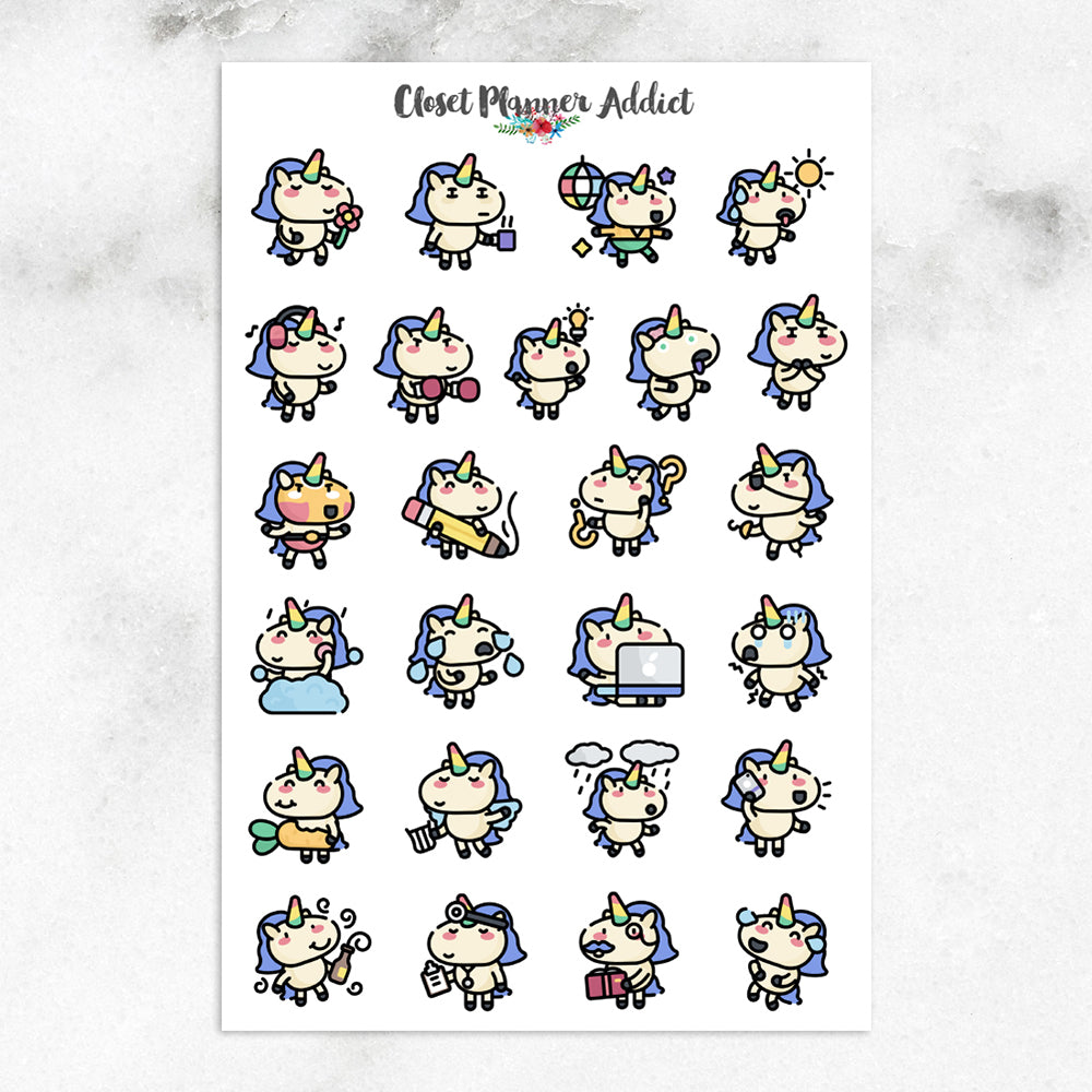 Cute Unicorns Planner Stickers (S-393)