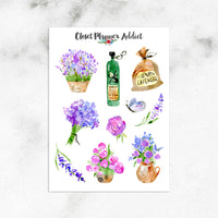 Watercolour Lavender in Provence Planner Stickers (S-394)