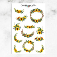 Watercolour Sunflower Planner Stickers (S-402)