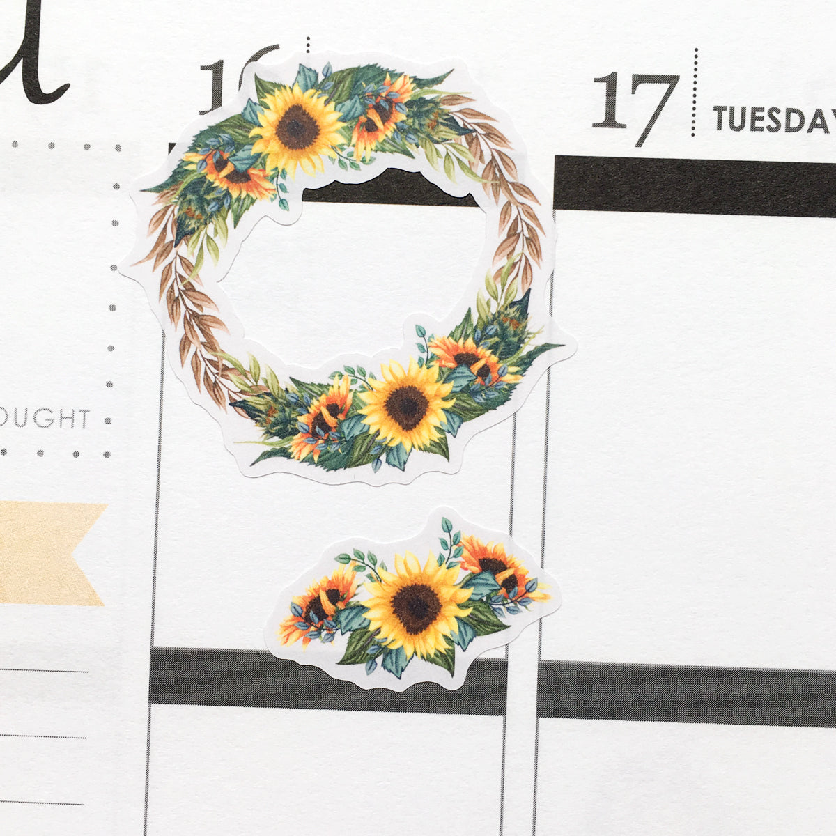 Watercolour Sunflower Planner Stickers (S-402)