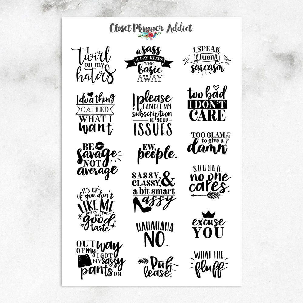 Sarcastic Quotes Planner Stickers (S-404)