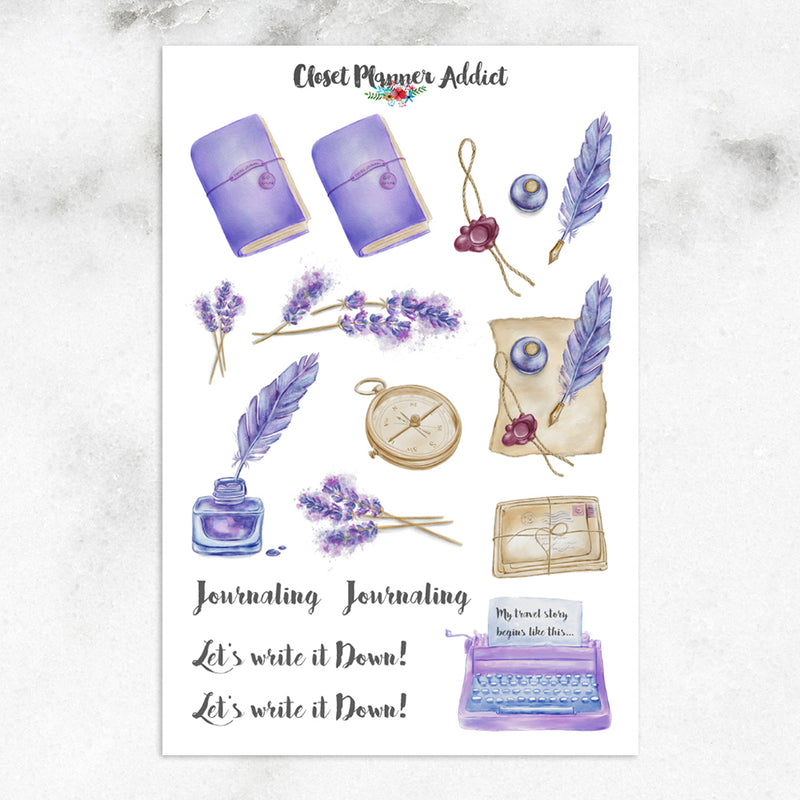 Lavender Travel Journaling Planner Stickers (S-405)