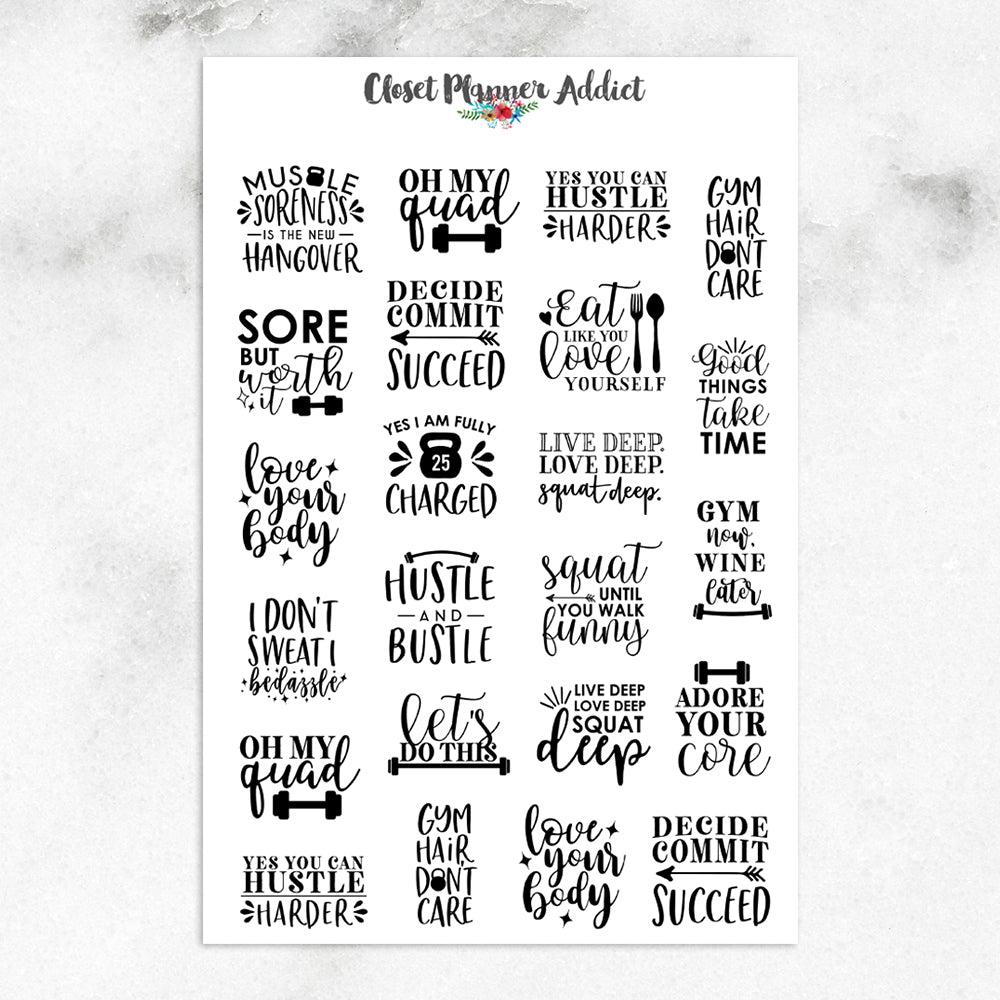 Fitness Quotes Planner Stickers (S-415)