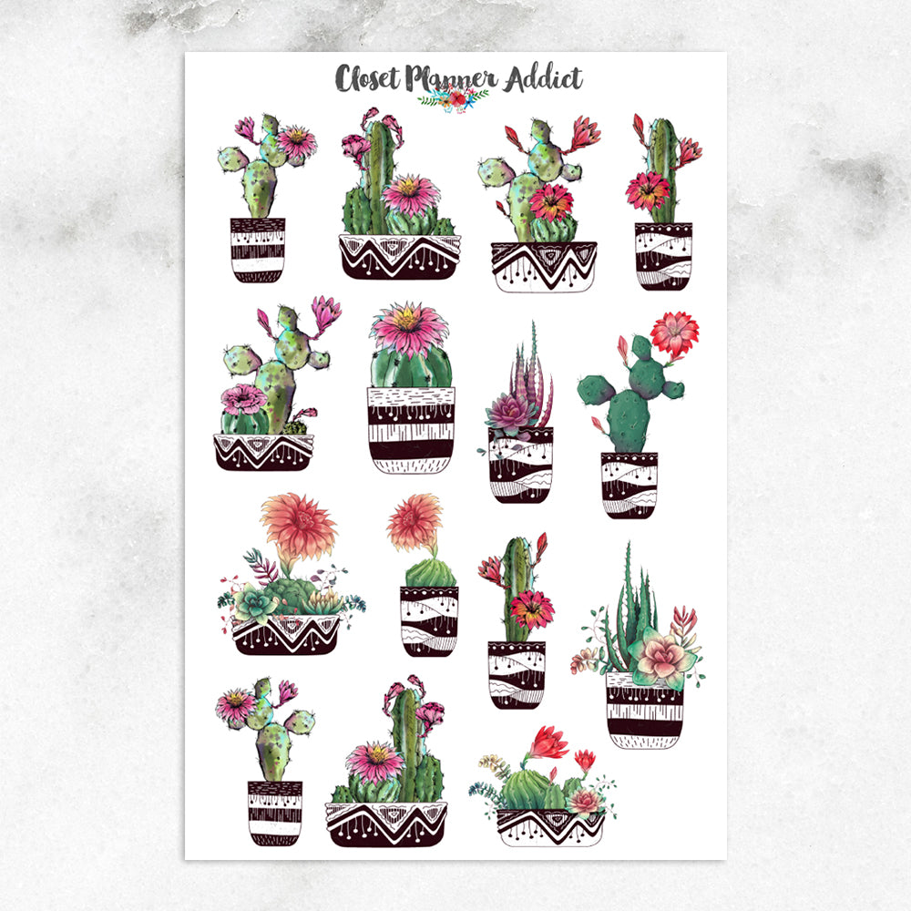 Cactus and Succulent Planner Stickers (S-417)