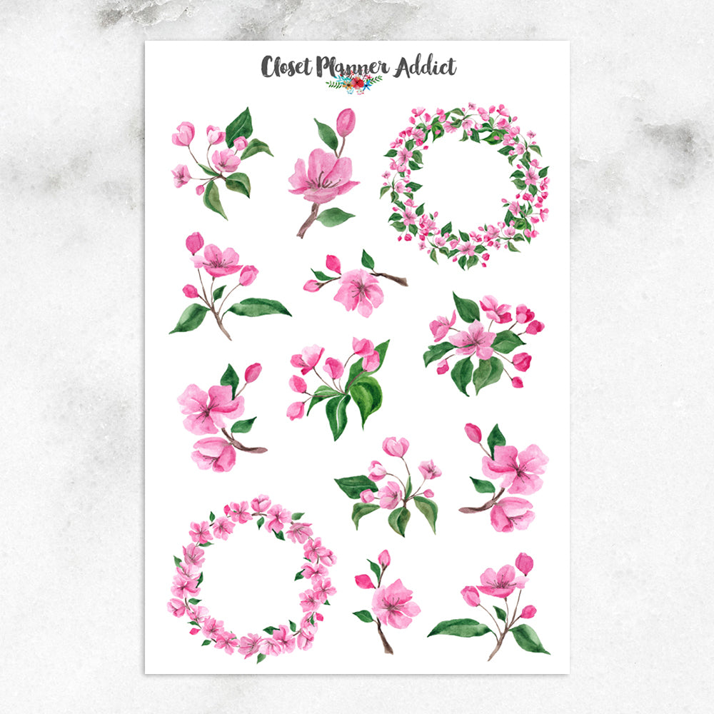 Cherry Blossoms Planner Stickers (S-430)