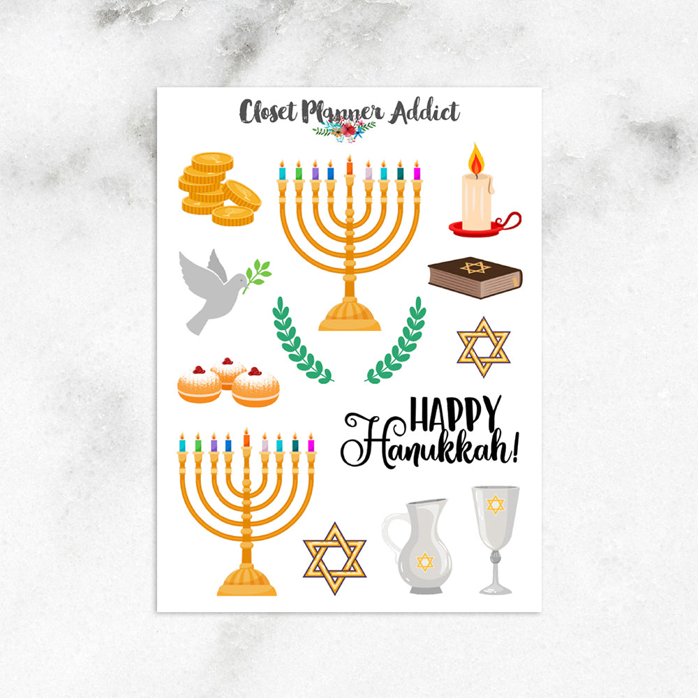 Happy Hanukkah Planner Stickers (S-435)