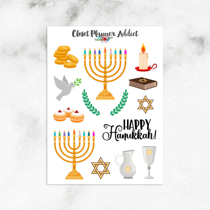 Happy Hanukkah Planner Stickers (S-435)