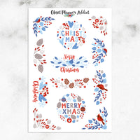 Blue and Red Christmas Planner Stickers (S-437)