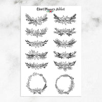 Christmas Floral Wreath Planner Stickers (S-443)