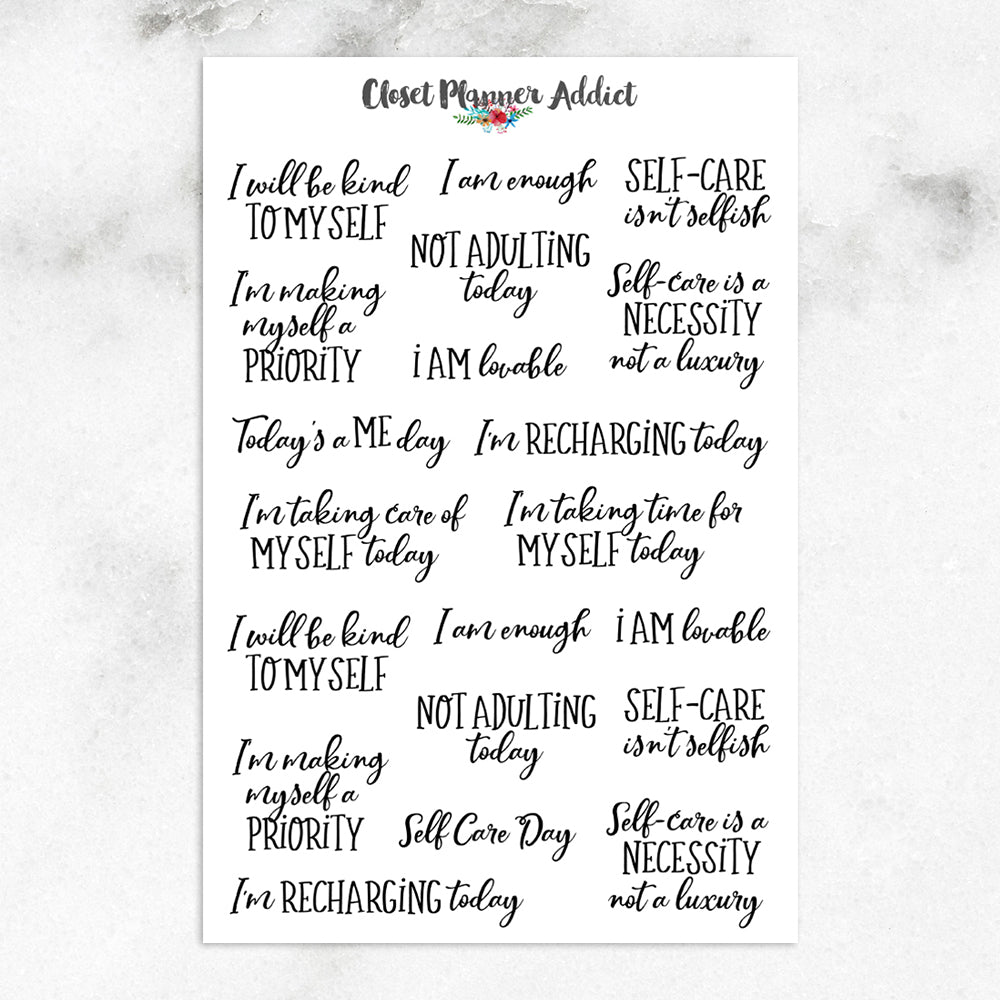 Self Care Quotes Planner Stickers (S-450)