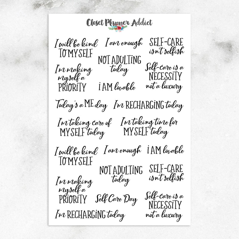 Self Care Quotes Planner Stickers (S-450)
