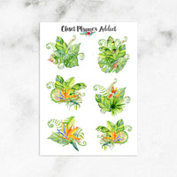 Summer Tropical Bouquets Planner Stickers (S-451)