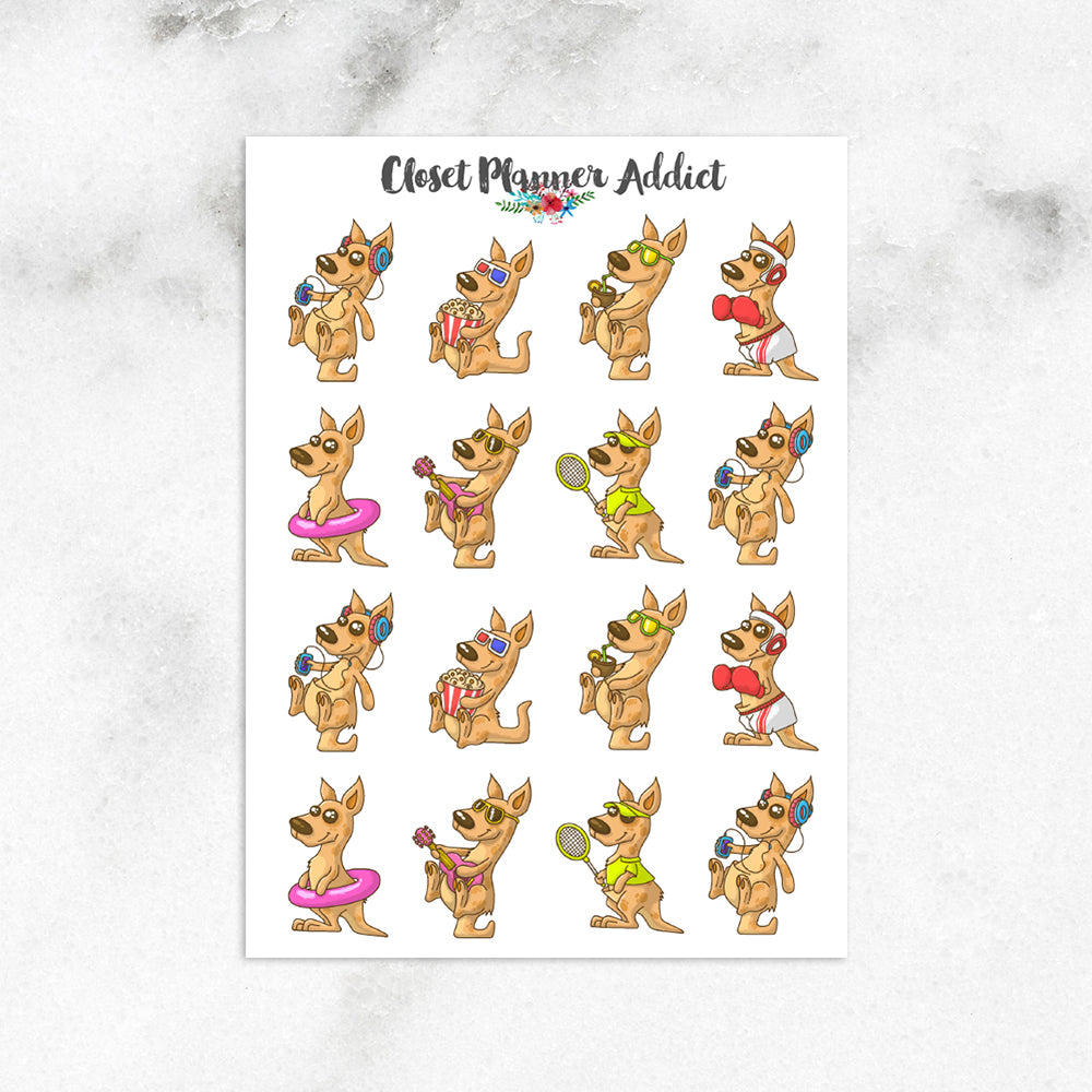 Summer Kangaroos Planner Stickers (S-461)