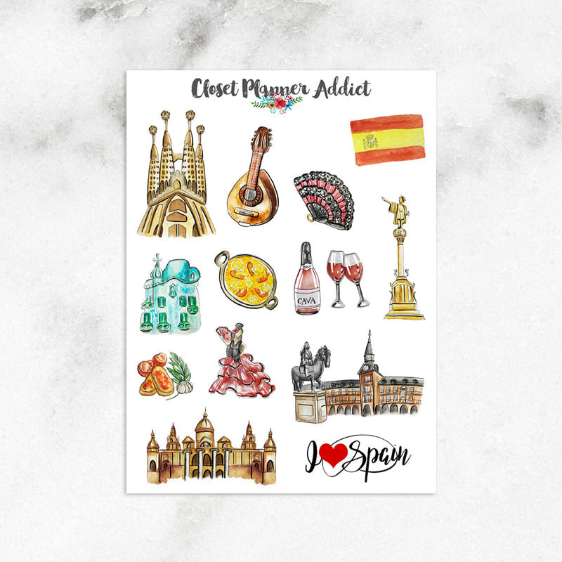 I Love Spain Planner Stickers (S-463)