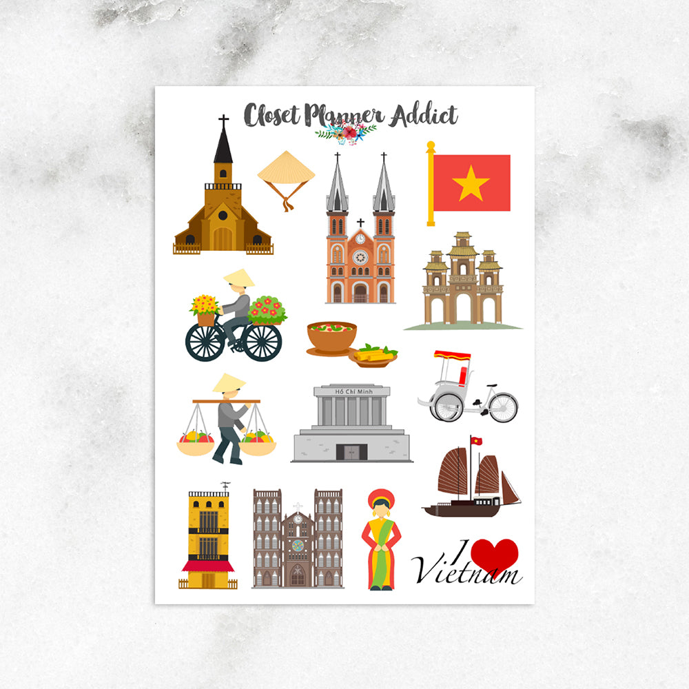 I Love Vietnam Planner Stickers (S-468)