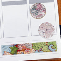 Vintage Maps Planner Stickers And Washi Strips (S-479)