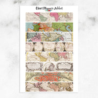 Vintage Maps Planner Stickers And Washi Strips (S-479)