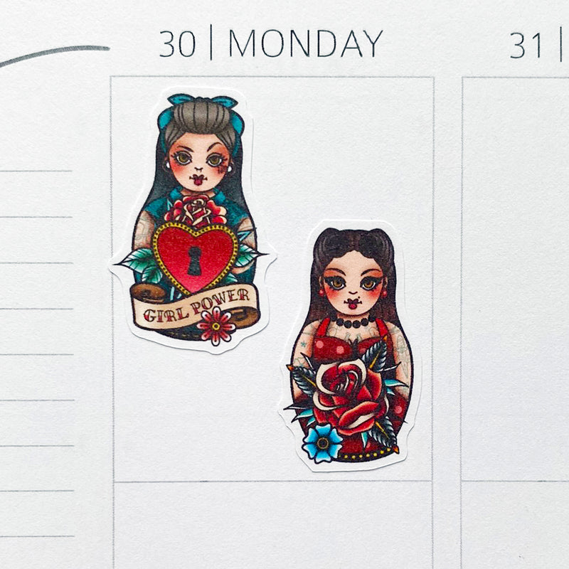 Russian Dolls and Hand Tattoos Planner Stickers | Matryoshka Dolls (S-486)