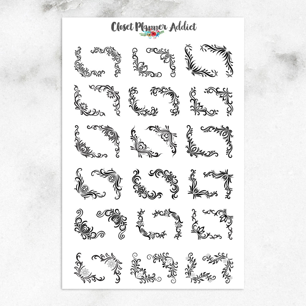 Floral Corners Planner Stickers (S-487)