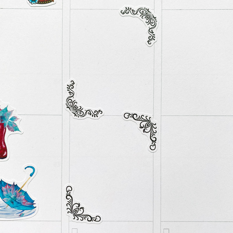 Floral Corners Planner Stickers (S-487)