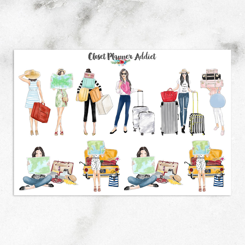 Travel Fashion Ladies Planner Stickers (S-489)
