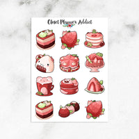 Strawberry Desserts Planner Stickers (S-495)
