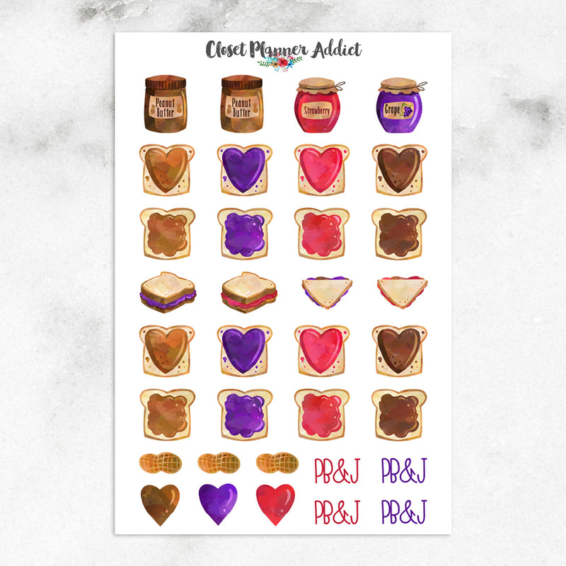 Peanut Butter and Jelly Sandwich Planner Stickers (S-496)