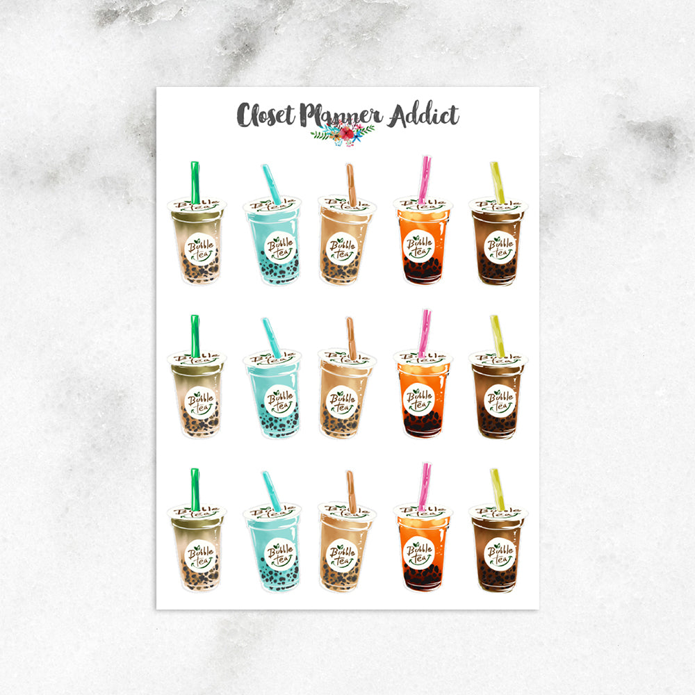 Bubble Tea Planner Stickers | Boba Stickers (S-500)