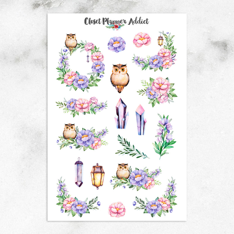 Magical Night Floral Planner Stickers (S-501)