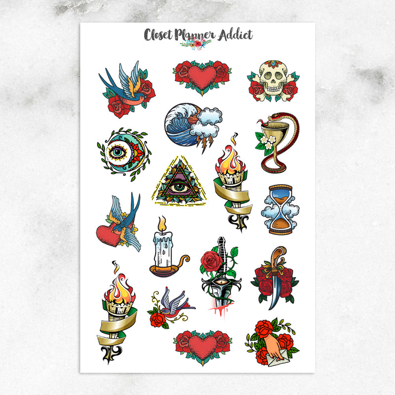 Vintage Tattoo Planner Stickers (S-506)