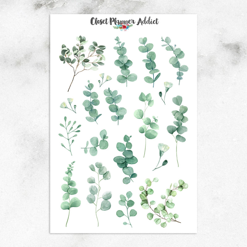 Watercolour Eucalyptus Leaves Planner Stickers (S-508)