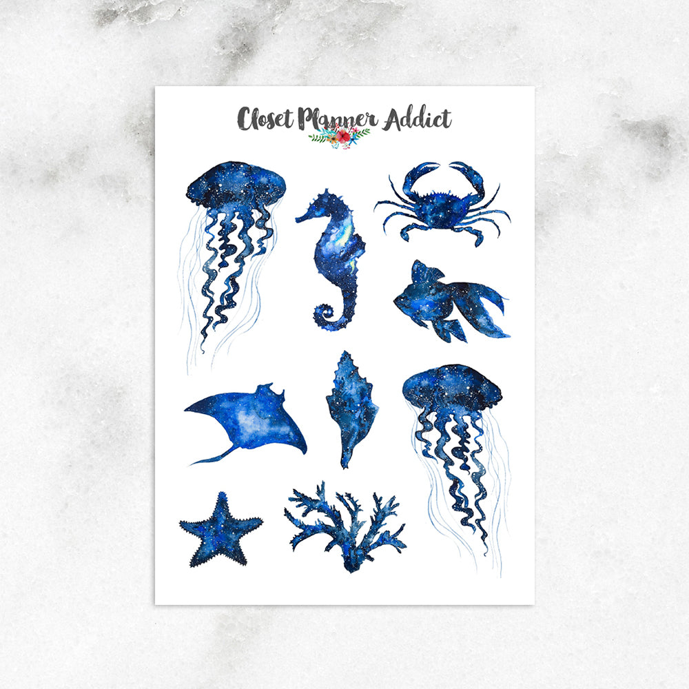 Galaxy Sea Creatures Planner Stickers (S-515)
